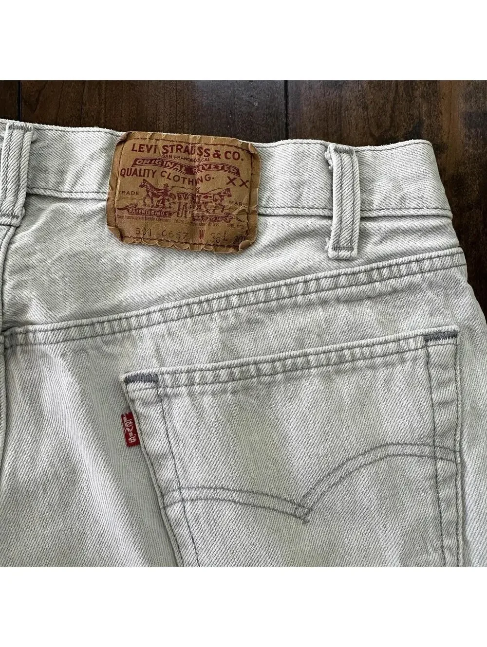 Vintage 90s Levis 501 USA 36x30 Tag Jeans 80s Blue Light Bleach Wash Act 32x29